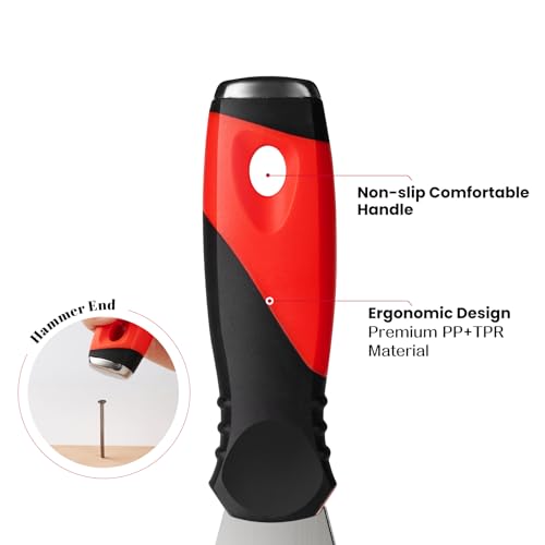 Mister Rui Putty Knife, Paint Scraper 13 in 1 Putty Knife Multi Fuctional, Stainless Steel Metal Scraper, Spackle Knife with Hammer End, Razor Blade Paint Scraper Tool