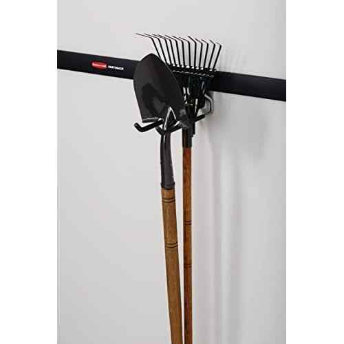 Rubbermaid FastTrack Rail Garage Organization Multi-Purpose Hook 50 lbs Capacity Satin Nickel Wall Mounted Storage System Direct Mount into FastTrack Garage Rail for Home/Garage Organization