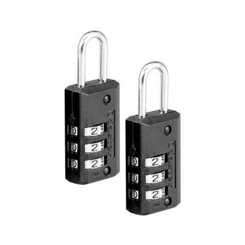 Master Lock Black Set Your Own Combination Luggage Lock, Custom Combo Suitcase Padlock for Travel Bags or Backpacks, 2 Pack, 646T
