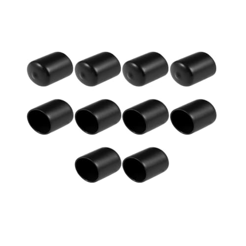 Round Rubber End Caps 100 Pcs 3/8" (10mm) ID Vinyl Flexible Screw Thread Protectors Black Bolt End Caps for Metal Tubing Rod Bolt