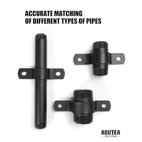 Black Durable U-Clamps Metal Pipe Clamps Double-hole U-shaped bracket clamp, carbon steel, black, fixed support, for DIY industrial style (Pack of 6) (1/2 inch)