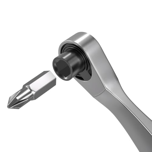 2Pcs 1/4 Mini Bit Ratchet, Micro Ratchet 72-Tooth Ratcheting Bit Driver Repair Tools Wrench Screwdrive for Tight Spaces (Sliver)