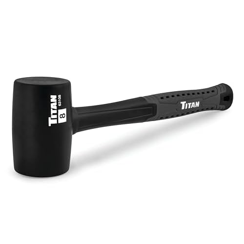 Titan 63108 8oz Rubber Mallet, Non-marking Double-faced Solid Head, 11.5" Shock Absorbing Fiberglass Handle with Textured Grip
