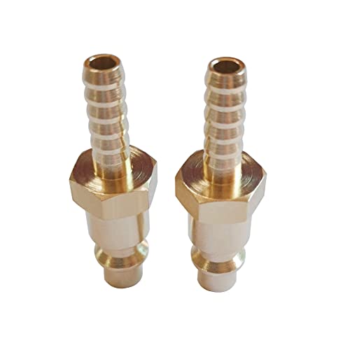 Beduan Solid Brass Air Hose Fittings 1/4" Barb Reducer Quick Connect Air Hose Fittings (Industrial Type D,2Piece)