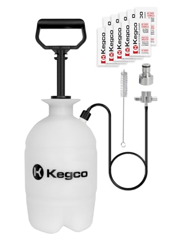 Kegco Deluxe 1 Gallon Hand Pump Pressurized Homebrew Cleaning Kit with No-Rinse Cleaner – Variation: Homebrew Cleaning Bottle