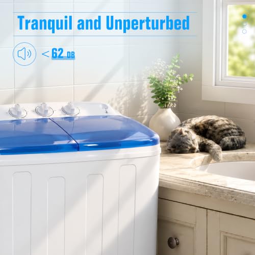 Omelaza Portable Twin Tub Washing Machine with Spin Dryer - Blue, 25.3 lbs Capacity