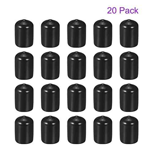 DMiotech 20 Pack 9/16" ID Black Screw Thread Protectors Rubber End Caps Bolt Covers for Screw Bolt Furniture Pipe