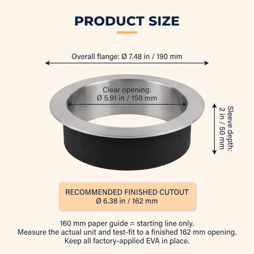Alonsoo 6.38 in Round Countertop Trash Chute Grommet - Noise-Reducing, 304 Stainless