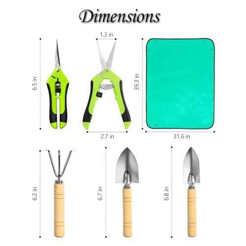 Josteve Plant Repotting Mat, 5Pcs Succulent Tools Mini Garden Small Gardening Tools Indoor, Pruning Shear Gardening Scissor, Hand kit for Bonsai, Cactus, Fairy, Houseplant Transplanting, Seedling