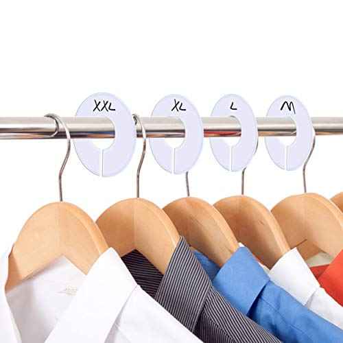 30 Pack White Round Clothing Size Closet Rack Dividers Hangers with 1 Bonus Marker (Outer 3.5¡±, Inner 1.38¡± in Diameter)