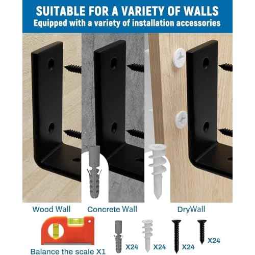 LEOPO 12 inch Shelf Brackets 12-Pack ,1/5 inch Thick Heavy Duty Industrial Bracket for DIY Floating Shelf Support, Black Coated Wall Shelf Support, 11.25¡± x 6¡± x 1.5¡±