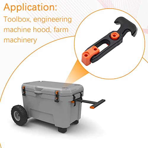 BokWin 2 Pcs Rubber Draw Latch T Handle,4.3 Inch Flexible Hasp Latch for Tool Box Golf Cart Cooler(Orange)