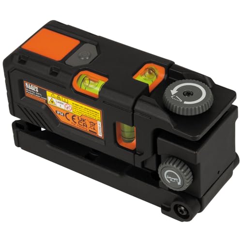 Klein Tools 93PTL Magnetic Pocket Laser Level, Bright Red Leveling and Alignment Tool, 3 Bubble Vials, 360-Degree Wall Attachment, Picture Hanging