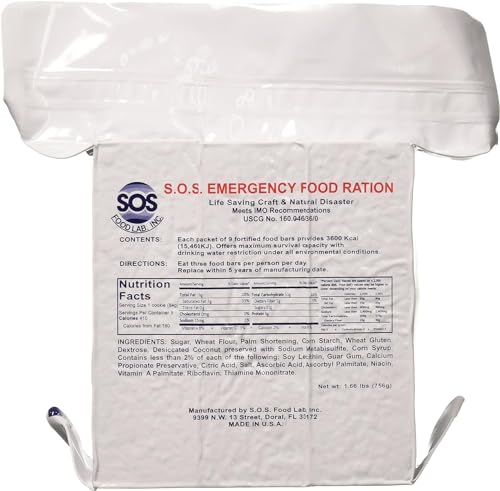 SOS Emergency Food Rations 2-Pack - 3600 Calorie Survival Meal Bars Cinnamon & Coconut