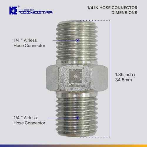 Cosmostar 1/4" x 1/4" Hose Fitting for Connecting 1/4" Airless Paint Hoses, Compatible with 243025-3 pcs(NGG0404S-3P)