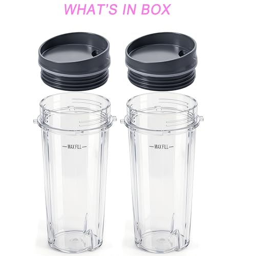 ABTER 2-Pack 16oz Ninja Blender Cup Replacement with Lids for BL770/BL780/BL660/BL740/BL810