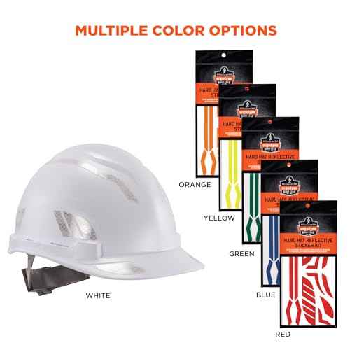 Ergodyne Skullerz 8961 Reflective Hard Hat Stickers, Safety Helmet Strips, Hard Hat Accessories Adhesive Sticker Decal Kit