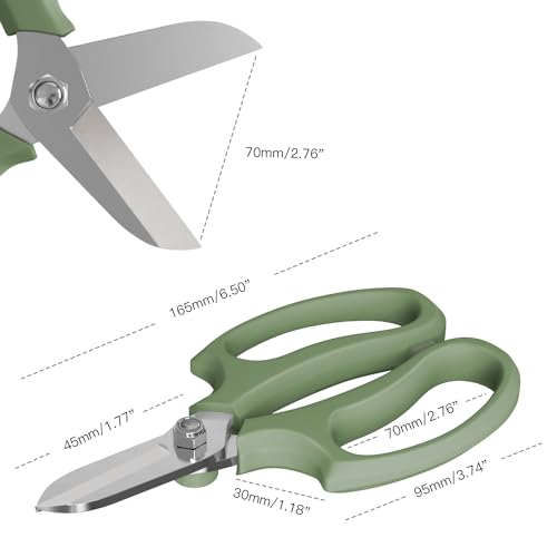 Housolution Flower Scissors, Strong Floral Shears, Premium Steel Garden Pruning Shears Floral Fruits Leaf Scissors Hand Pruner Snip Trimming Tool for Gardening Flower Arrangement, Avocado Green