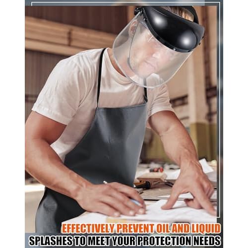 4 Pcs Safety Face Shield with 42.5 Waterproof Rubber Apron Set Face Mask for Grinding and Cutting PC Full Impact Resistant Safety Shield for Men Heavy Duty Work