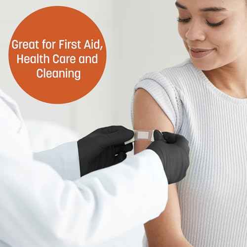 Caring Black Nitrile Exam Gloves, 100 Count, Powder Free and Not Made with Rubber Latex, for Medical Use, Cleaning, Food Prep