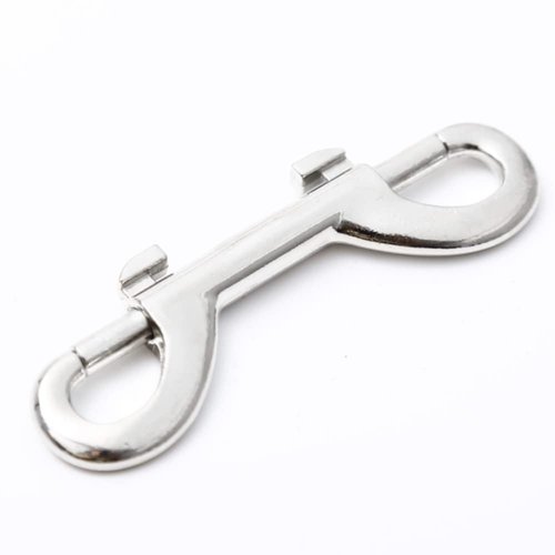 JLEivvi 2 Pcs Double Ended Lead for Dogs, Bolt Snap Hooks Zinc Alloy Double End Clip Silver Diving Clip Trigger Snaps for Diving Dog Leash Key Chain Horse Tack Pet Feed Buckets