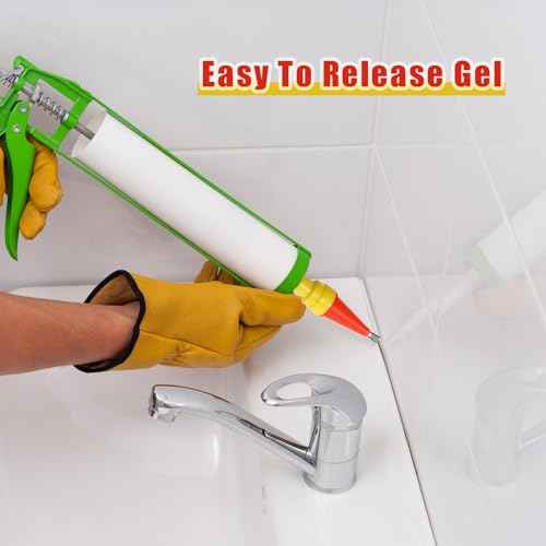 30Pcs Caulking Finisher Kit, 16Pcs Caulking Nozzle Coating Tips Applicators Reusable Tool Kit with 8Pcs Connector, 4Pcs Grout Scraper, 2Pcs Brush for Bathroom Doors Windows