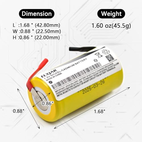 (5-Pack) Sub C 1.2V 2000mAh Ni-CD Rechargeable Batteries with Tabs for Power Tools, Cordless Drills, Emergency Lights, High Drain Devices