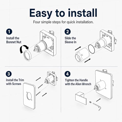 GUOLAIBA Brushed Nickel Shower Trim Kit for Delta R10000 Universal Valve - Modern Replacement Handle