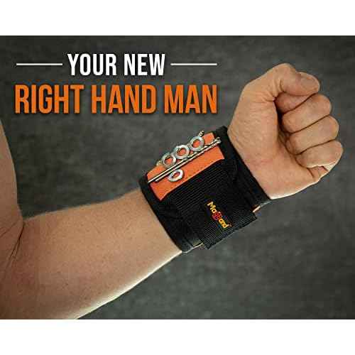 MagBand Magnetic Wristband for Holding Screws, Nails and Drilling Bits - 10 Strong Magnets - Men & Women's Tool Bracelet - Gift Ideas for Dad Husband Handyman or Handy Woman