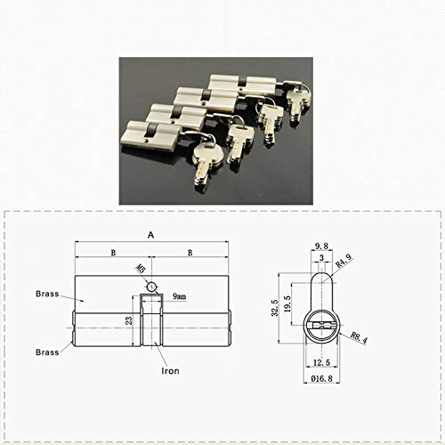 Cylinder Lock,Thumb Turn Door Barrel Lock,Thumb Turn Euro Cylinder Lock,Lock Cylinder Double Open Lock Door Window Security 55 60 70 80 90mm Cylinder Living Room Lock Handle Customized Brass Key Coppe
