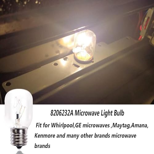 40W E17 Microwave Oven Light Bulb - 6 Pack, Incandescent Replacement for Whirlpool/GE/Maytag