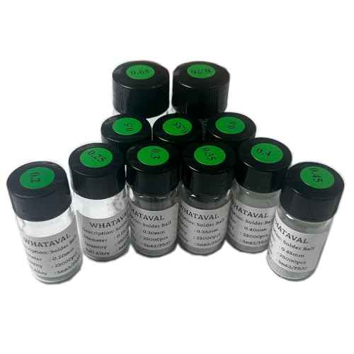 Solder Balls 0.2mm-0.76mm 11 Sizes 11Bottles 25K Leaded BGA Soldering Balls Reball Reballing Ball Sn63% Pb37% (25000pcs/bottle) for GPU CPU IC Chip