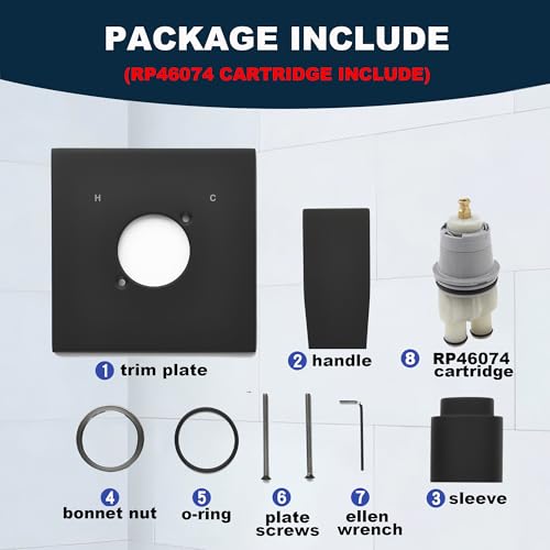 GUOLAIBA Matte Black Replacement Shower Handle Kit for Delta 13/14 Series with RP46074 Cartridge