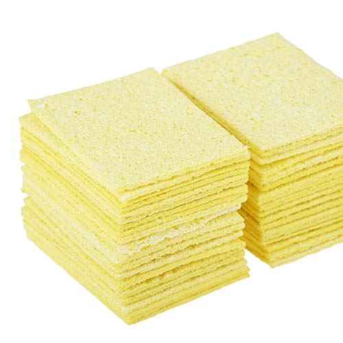 50PCS Soldering Sponge, Replacement Soldering Iron Cleaning Pads Sponge, Yellow Soldering Iron Special High Temperature Sponge
