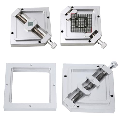 HT?90 90x90 BGA Reballing Station, Aluminum Alloy BGA Reballing Stencil, BGA Reball Stencil for 9-43mm BGA Chip and Laptop CPU Mobile Phone Rework