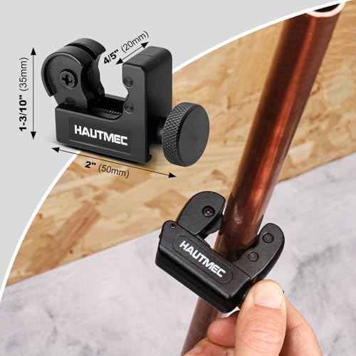 HAUTMEC Copper Pipe Cutter Tool 1/8" to 5/8"OD (3-16mm), Mini Copper Tubing Cutter Tool for PVC, Copper, Aluminum, and Thin Stainless Steel Tube HT0131-TC