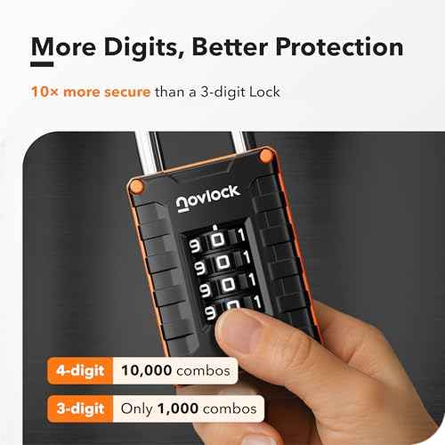 Locker Lock for Gym, School, Home & Work | 4-Digit Combination Padlock | 1-Pack, Black/Orange