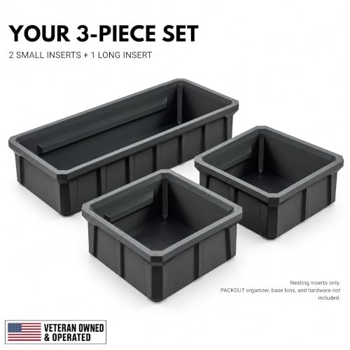 STD. ISSUE Black Nesting Bin Inserts (3-Pack) for Milwaukee PACKOUT 48-22-8430/8435 β Bins Only