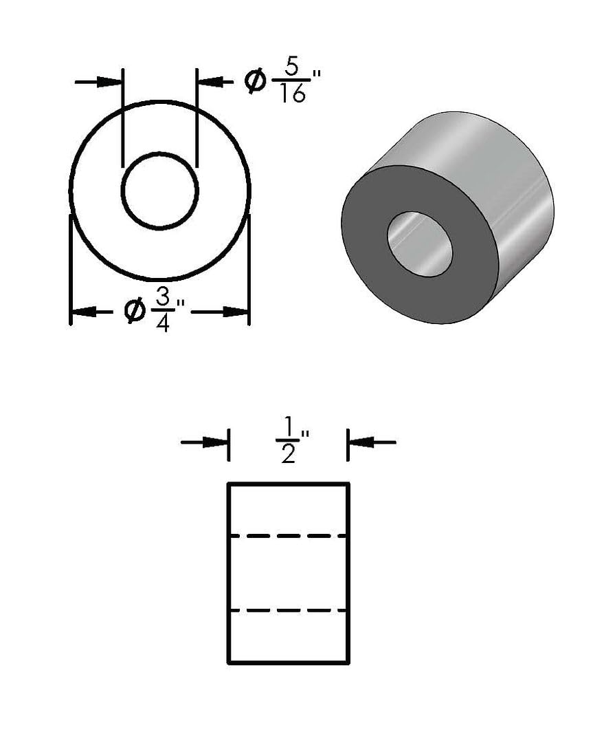 Aluminum Spacer 3/4" OD x 5/16" ID x Choose Your Length, Round Spacer Unthreaded Standoff Bushing Plain Finish, Fits Screws Bolts 5/16" or M8 by Metal Spacers Online (1/2" Length, 10 Pack)