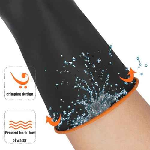 Chemical Resistant Latex Gloves, 14'' 18'' 22'' Industrial Heavy Duty Work Rubber Glove, Black Color One Pair