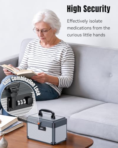 Uniclife Medicine Lock Box with Combination Code, Waterproof Safe for Medications
