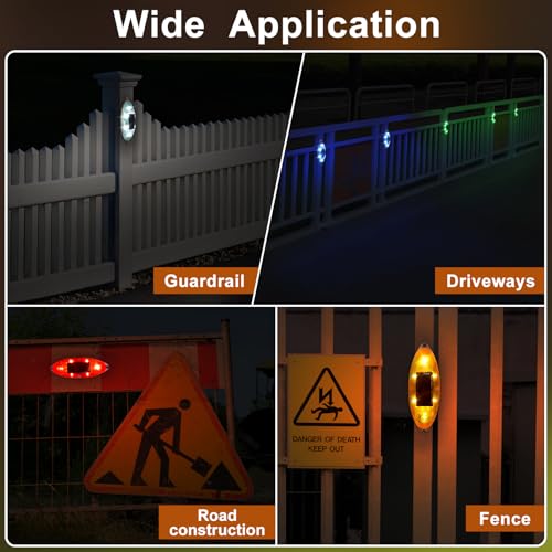 Aolyty Solar Strobe Warning Light Outdoor, Bright Solar Safety Flashing Light 4 Pack Road Signs IP54 Waterproof for Construction Site, Traffic, Dock, Marine, Stop Sign (Blue)