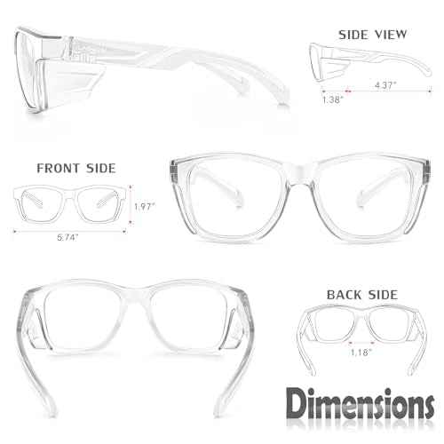 UKNOW Safety Glasses - Anti Fog Lenses - Eye Protection with Side Shields - ANSI Z87.1 Protective Eyewear - UV Protection