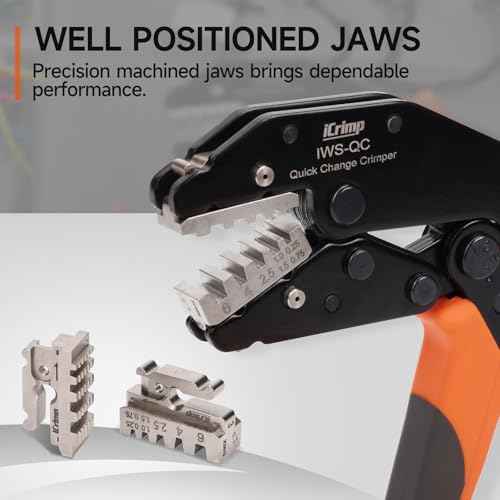 iCrimp Rachet Crimping Tool for End Sleeves Ferrules, AWG 24-10 Wire Crimper, Electrical Crimp Tool, X2410 Jaws