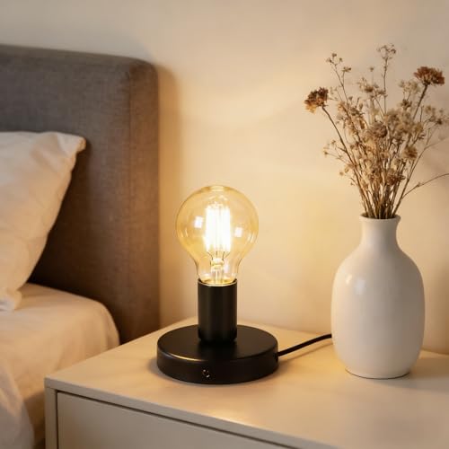 Vohyzufa 1 Pack Industrial Black Table Lamp Base with Switch - E26/E27 Plug