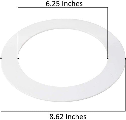 6 Pack Gloss White Goof Trim Ring for 8" Inch Recessed Can Lighting Down Light, Outer Diameter 8.6 Inches, Inner Diameter 6.2 Inches