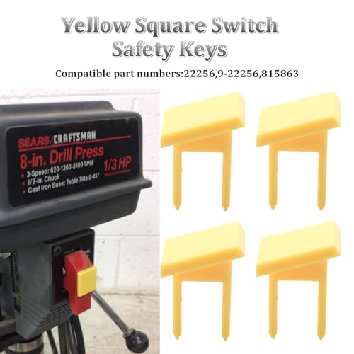 22256 Square Safety Switch Keys for Sears Craftsman Table Saw,Sander,Band Saw,Drill Press Power Tools,4 pcs