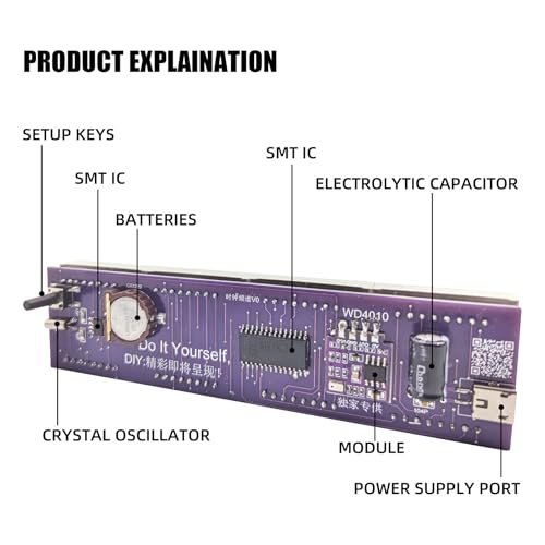 SMD Soldering Practice Kit 6-Digit LED Digital Clock with Music Spectrum Display DIY Electronics Project STEM Gift for Teens Adults Hobbyists