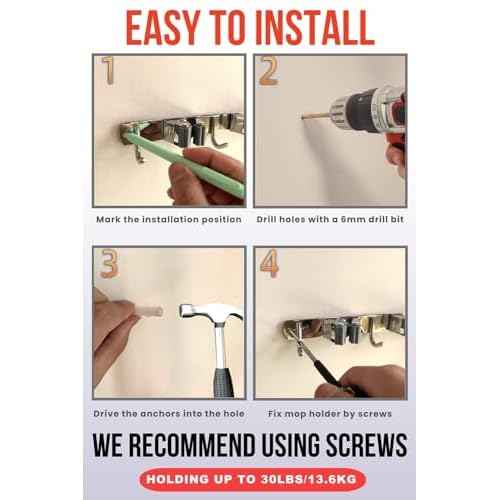 Mop and Broom Holder Wall Mount, Upgraded Broom Hanger Wall Mount, Stainless Steel Broom Organizer for Closet Garage Laundry Room Kitchen Wall Decor(3Racks 4Hooks Black)