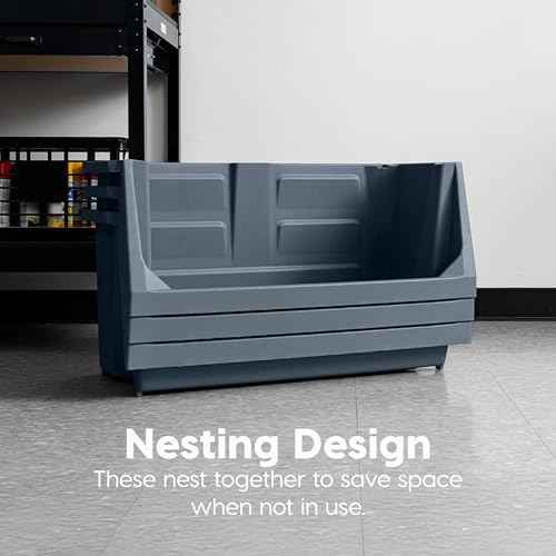IRIS USA Open Front Storage Bins, Jumbo, Heavy Duty Garage Storage, Stackable Storage Bins, Tools Hardware Hose Household Product Sporting Goods, Wide Open Front, Interlocked Secure Stacking, Gray